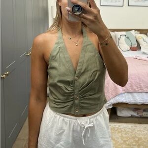 Zara linen halter top